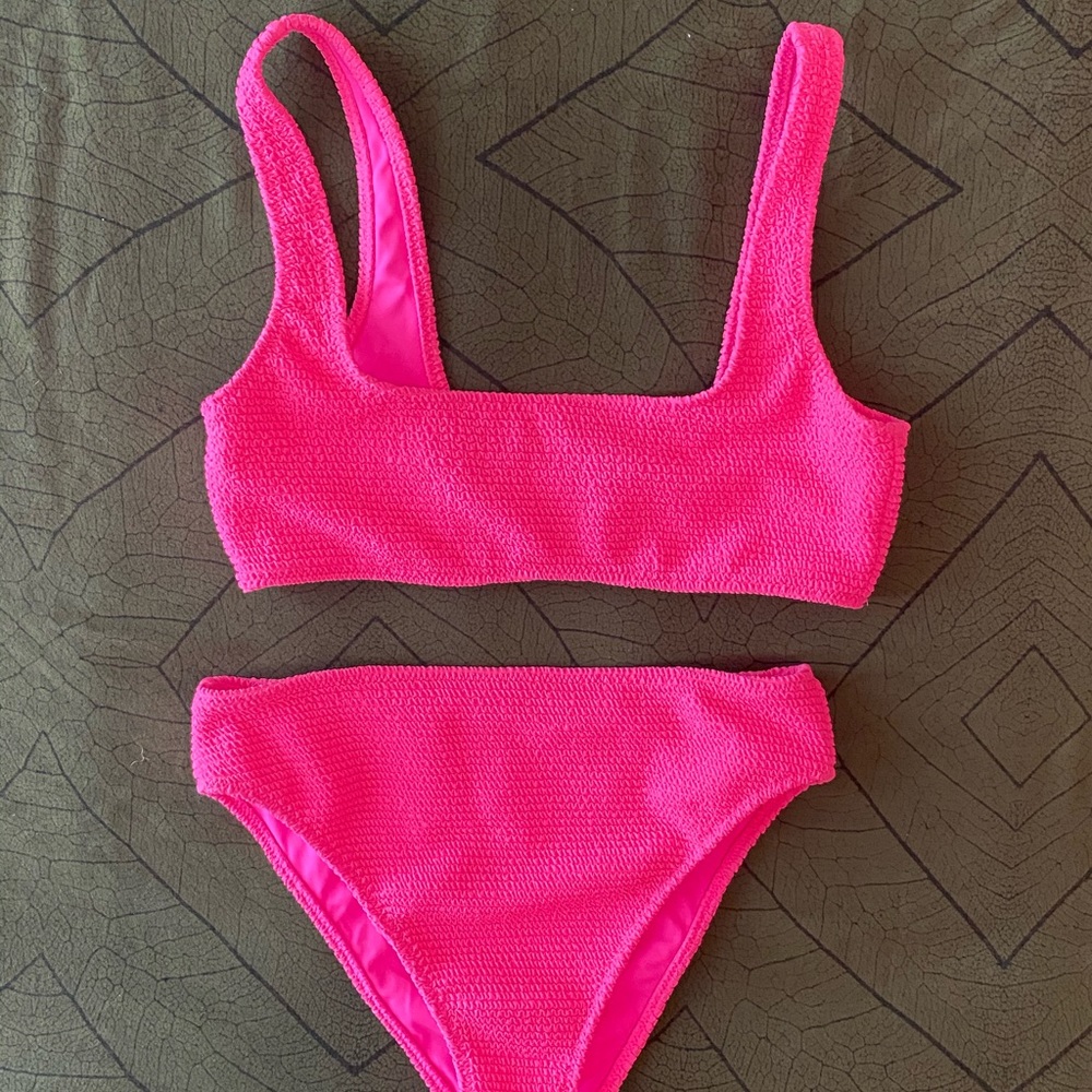 PacSun \ L. A. Hearts hot pink ribbed bikini.